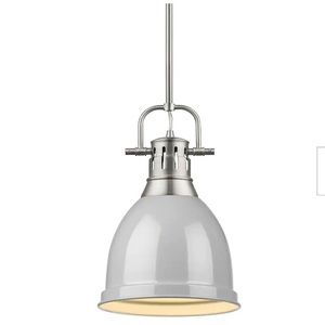 Duncan 1-Light Pewter Pendant and Rod with Gray Shade
